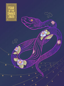 Chinese new year of the snake illustration by Christina Blackley